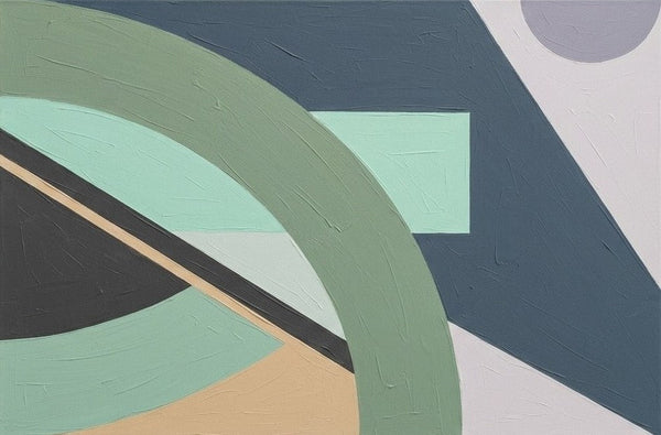 Oversized Modern Canvas Art, Sage Green, Denim Blue Colors, Geometric Pattern Modern Artwork, Extra Large Abstract Wall Art Paintings-Grace Painting Crafts