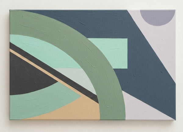 Oversized Modern Canvas Art, Sage Green, Denim Blue Colors, Geometric Pattern Modern Artwork, Extra Large Abstract Wall Art Paintings-Grace Painting Crafts