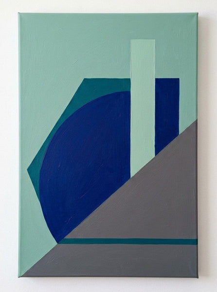 Mint Green, Klein Blue, Taupe Colors, Geometric Pattern Modern Artwork, Contemporary Abstract Paintings, Oversized Canvas Wall Art-Grace Painting Crafts