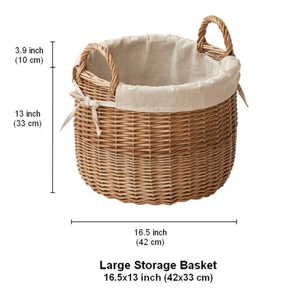 Large Round Storage Basket for Clothes, Natural Hand-woven Wicker Storage Basket for Clothes, Willow Weaving Baskets for Clothes, Extra Large Kitchen Storage Baskets-Grace Painting Crafts