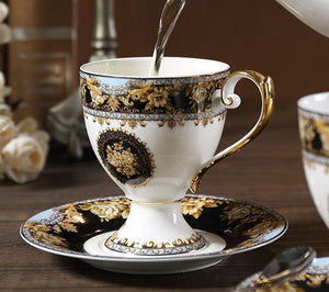 Royal Bone China Porcelain Tea Cup Set, Tea Cups and Saucers in Gift Box as Birthday Gift, Elegant Ceramic Coffee Cups, Beautiful British Tea Cups-Grace Painting Crafts
