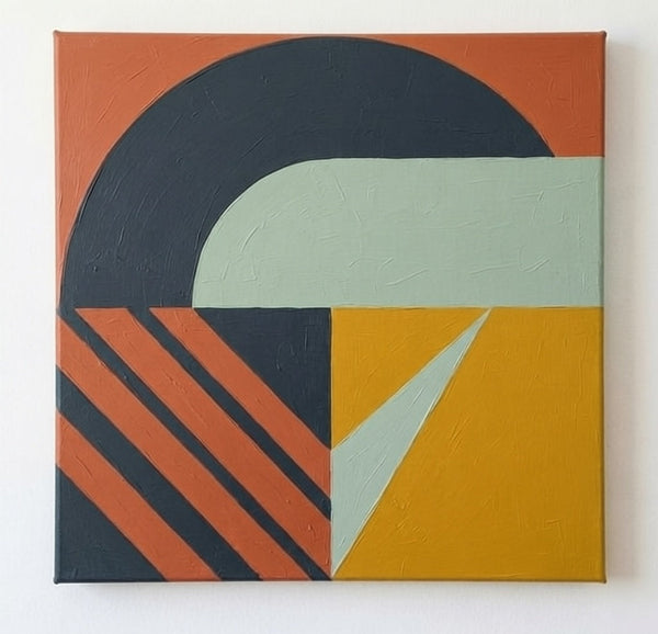 Simple Modern Contemporary Artwork, Orchre, Terracotta Color Geometric Pattern Original Paintings for Modernism Decor-Grace Painting Crafts