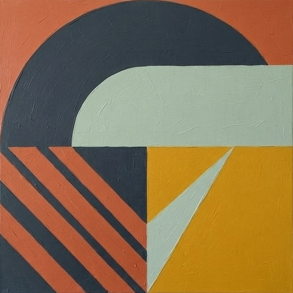 Simple Modern Contemporary Artwork, Orchre, Terracotta Color Geometric Pattern Original Paintings for Modernism Decor-Grace Painting Crafts