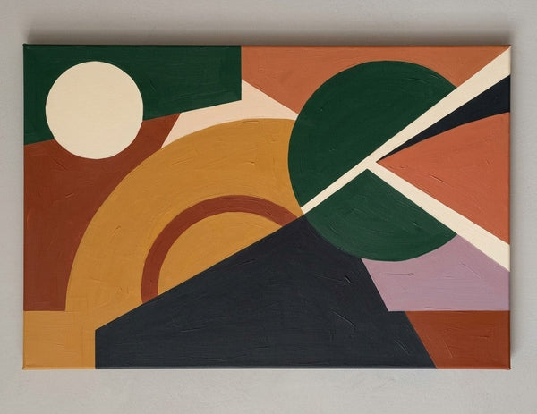 Living Room Wall Art Paintings, Oversized Modern Canvas Art, Yellow, Dark Green, Brown- Red, Earth Tones Geometric Abstract Artwork-Grace Painting Crafts