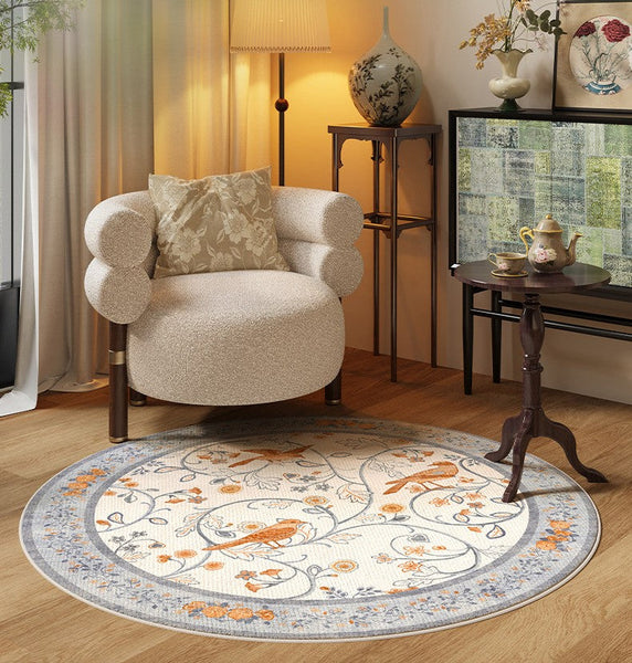 Dining Room Contemporary Round Rugs, Bedroom Modern Round Rugs, Modern Rug Ideas for Living Room, Circular Modern Rugs under Chairs-Grace Painting Crafts