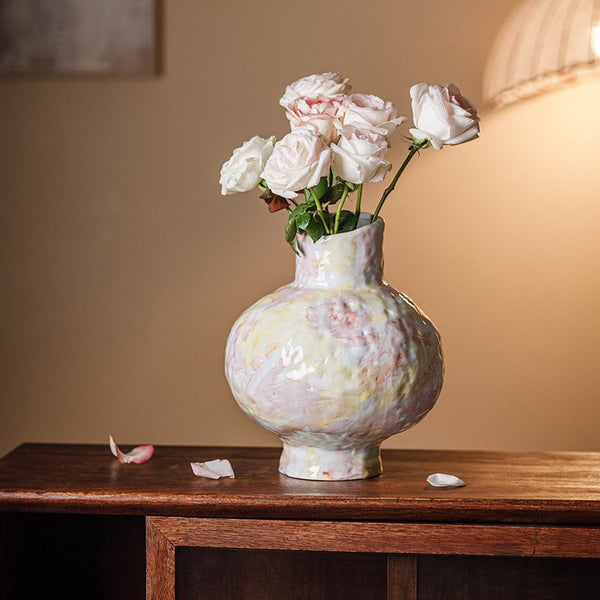 Handmade Water Holding Flower Vases, Modern Bouquet Flower Vases, Centerpiece on Dining Table, Large Flower Vase on Table, Pottery Flower Vases-Grace Painting Crafts
