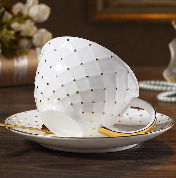 Elegant Ceramic Tea Cups, Unique Tea Cups and Saucers in Gift Box as Birthday Gift, Beautiful British Tea Cups, Creative Bone China Porcelain Tea Cup Set-Grace Painting Crafts