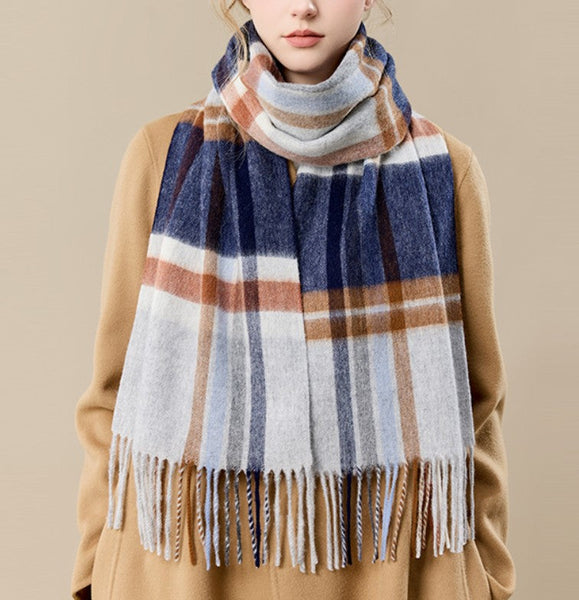 Soft Cashmere Scarf for Women, Checked Scarf Winter Wool Scarf, Elegant Wool Scarves, Warm Winter Scarf, Cold Weather Scarf, Holiday Scarf, Fashion Scarf, Christmas Gifts for Her-Grace Painting Crafts