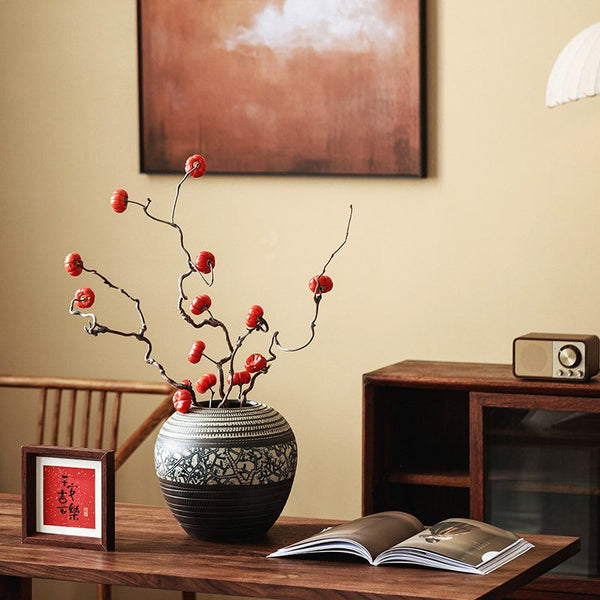 Large Pottery Flower Vases Urn, Centerpiece on Dining Table, Flower Vase on Table, Handmade Water Holding Flower Vases, Modern Bouquet Vases-Grace Painting Crafts