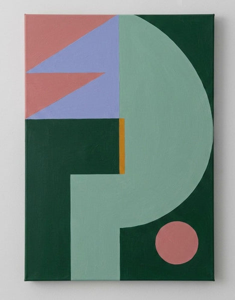 Large Geometric Modern Paintings, Contemporary Abstract Artwork, Dark Green, Mint Green, Lavender Gray Colors-Grace Painting Crafts