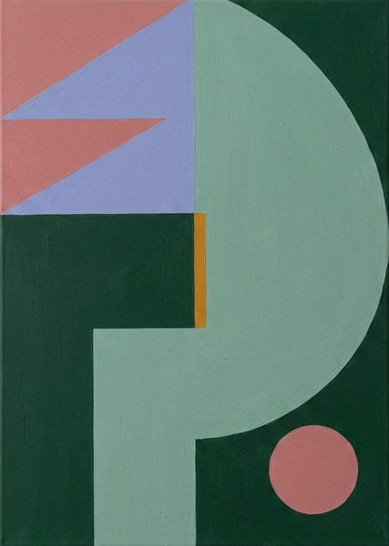 Contemporary Abstract Artwork, Dark Green, Mint Green, Lavender Gray Colors, Original Geometric Modern Paintings-Grace Painting Crafts