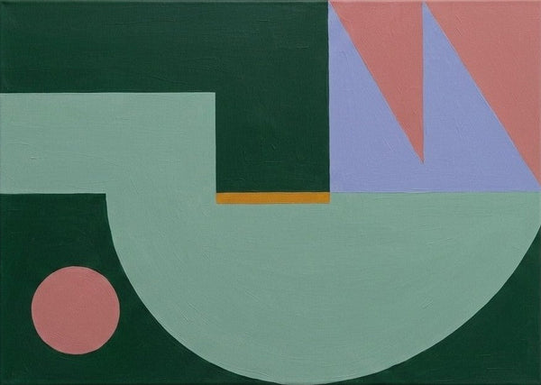 Contemporary Abstract Artwork, Dark Green, Mint Green, Lavender Gray Colors, Original Geometric Modern Paintings-Grace Painting Crafts