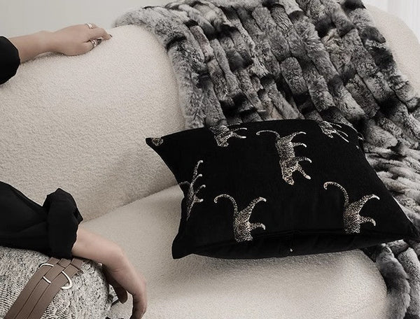 Black Decorative Pillow Covers, Large Modern Sofa Pillow Cases, Cheetah Modern Pillows for Couch, Abstract Decorative Throw Pillows for Living Room-Grace Painting Crafts