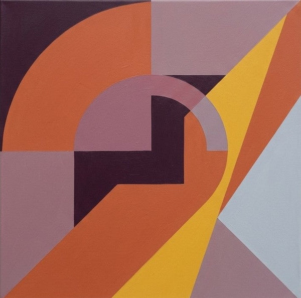 Original Contemporary Artwork, Mauve, Yellow, Terracotta Colors, Geometric Pattern Modern Paintings for Modernism Decor-Grace Painting Crafts