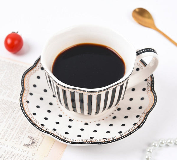 Elegant Modern Ceramic Coffee Cups, Creative Porcelain Tea Cup Saucer Set, Unique Porcelain Cup and Saucer, Afternoon British Tea Cups-Grace Painting Crafts