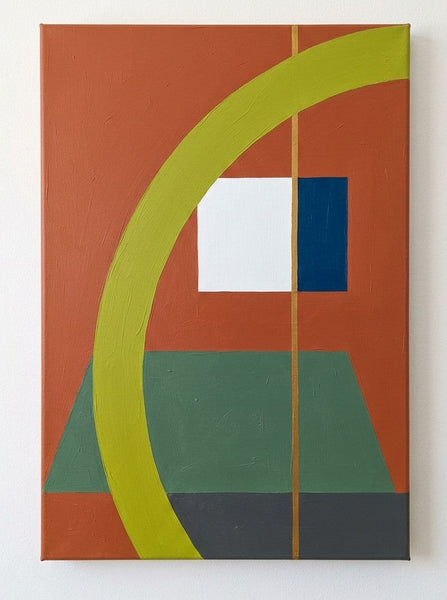 Original Canvas Wall Art, Terracotta Red, Lime Green, Muted Green Colors, Large Abstract Paintings, Geometric Pattern Modern Artwork-Grace Painting Crafts