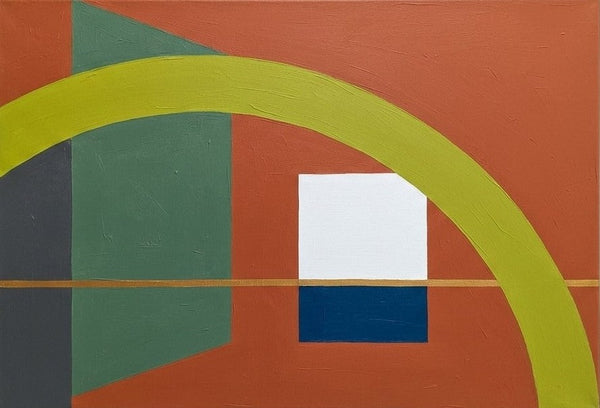 Original Canvas Wall Art, Terracotta Red, Lime Green, Muted Green Colors, Large Abstract Paintings, Geometric Pattern Modern Artwork-Grace Painting Crafts