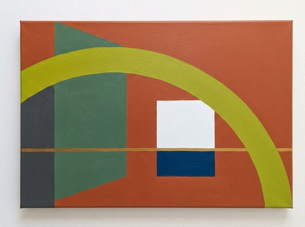 Original Canvas Wall Art, Terracotta Red, Lime Green, Muted Green Colors, Large Abstract Paintings, Geometric Pattern Modern Artwork-Grace Painting Crafts