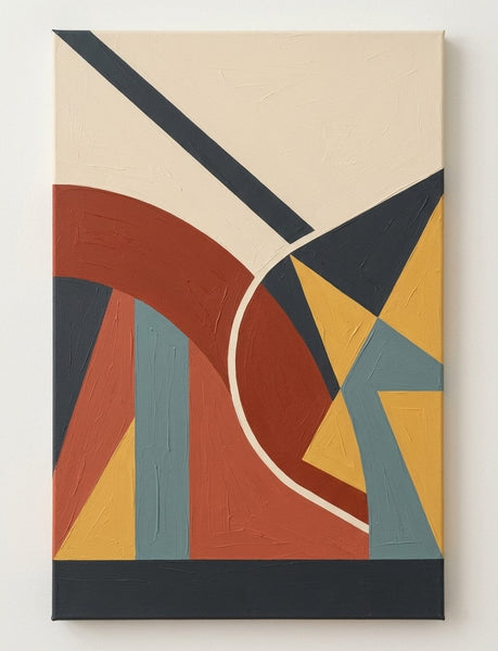Oversized Modern Canvas Art, Brown- Red, Yellow, Black Color Geometric Pattern Abstract Artwork, Abstract Wall Art Paintings-Grace Painting Crafts