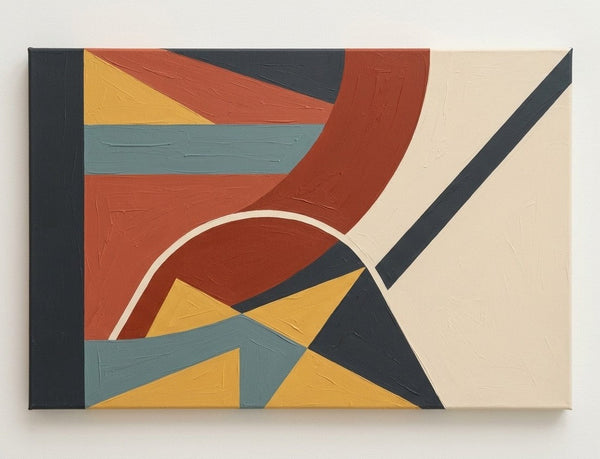 Abstract Wall Art Paintings, Oversized Modern Canvas Art, Brown- Red, Yellow, Black Color Geometric Pattern Abstract Artwork-Grace Painting Crafts