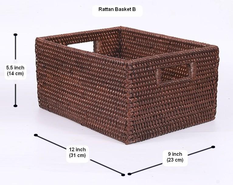Storage Baskets for Clothes, Rectangular Storage Baskets, Large Brown Woven Storage Baskets, Storage Baskets for Shelves-Grace Painting Crafts