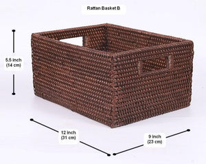 Storage Baskets for Clothes, Rectangular Storage Baskets, Large Brown Woven Storage Baskets, Storage Baskets for Shelves-Grace Painting Crafts