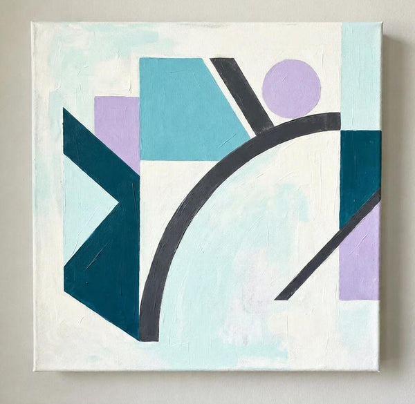 Modern Contemporary Artwork, Light Sky Blue, Deep Teal, Light Purple Colors Geometric Canvas Paintings for Bedroom-Grace Painting Crafts