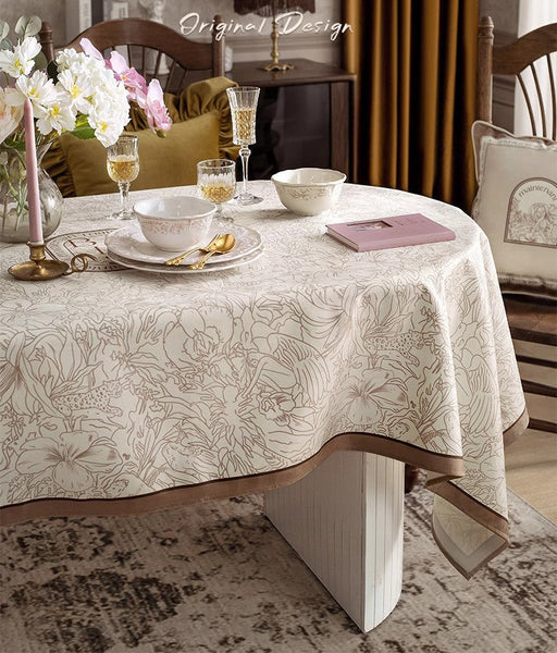 French Style Tablecloth for Dining Table, Beautiful Table Cover for Dining Room Table, Modern Rectangle Tablecloth for Oval Table-Grace Painting Crafts