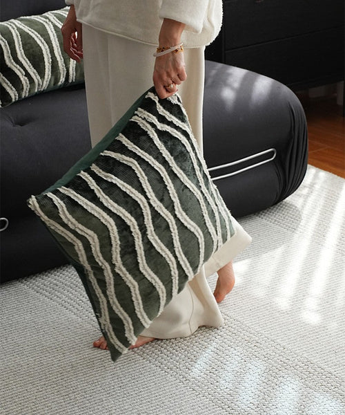 Large Simple Throw Pillow for Bedroom, Contemporary Pillows, Abstract Decorative Throw Pillows, Green Square Modern Throw Pillows for Couch-Grace Painting Crafts