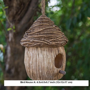 Resin Bird Nest for Garden Ornament, Bird House in the Garden, Lovely Birds House, Outdoor Decoration Ideas, Garden Ideas-Grace Painting Crafts