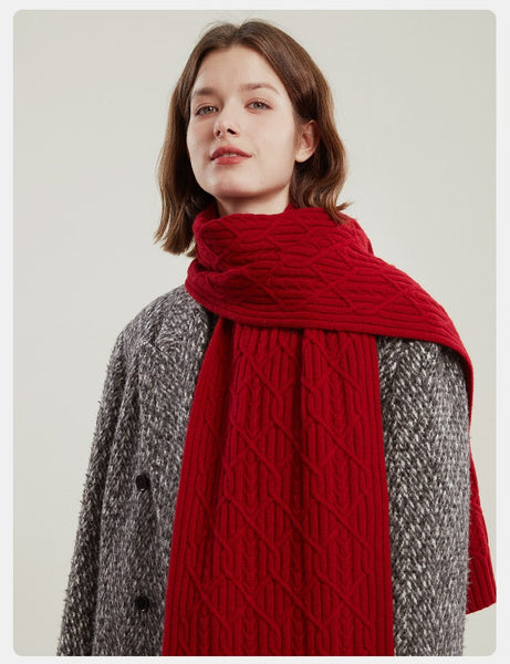Cold Weather Scarf, Casual Scarf for Women, Fashion Designer Scarf, Red Winter Scarf, Modern Wool Scarf for Women, Soft Cashmere Scarf for Women-Grace Painting Crafts