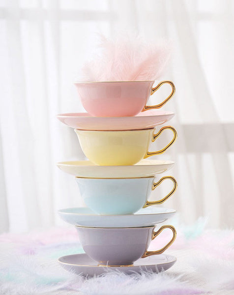 Royal Bone China Porcelain Tea Cup Set, Elegant Flower Pattern Ceramic Coffee Cups, Beautiful British Tea Cups, Unique Afternoon Tea Cups and Saucers in Gift Box-Grace Painting Crafts