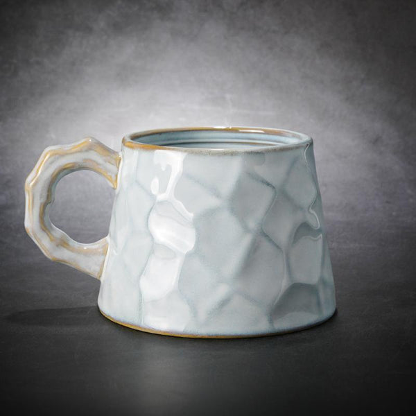 Large Capacity Coffee Cups, Large Tea Cup, Large Pottery Coffee Cup, White Ceramic Coffee Mug, Black Coffee Cup-Grace Painting Crafts