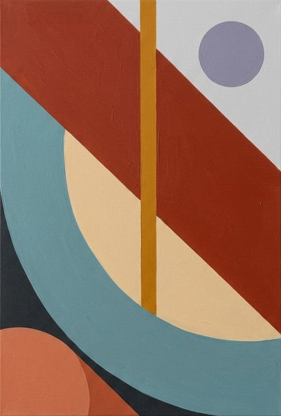 Oversized Modern Canvas Wall Art, Terracotta Red, Slate Blue, Cream Beige Colors, Geometric Pattern Modern Artwork, Large Abstract Paintings-Grace Painting Crafts