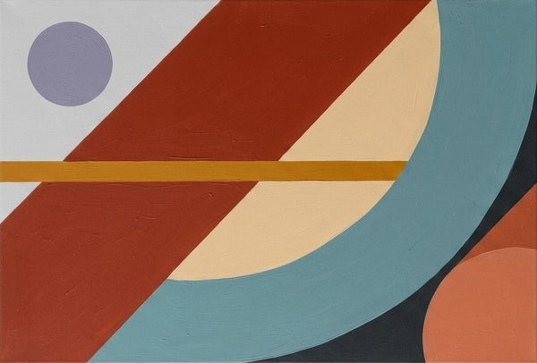 Large Abstract Paintings, Oversized Modern Canvas Wall Art, Terracotta Red, Slate Blue, Cream Beige Colors, Geometric Pattern Modern Artwork-Grace Painting Crafts