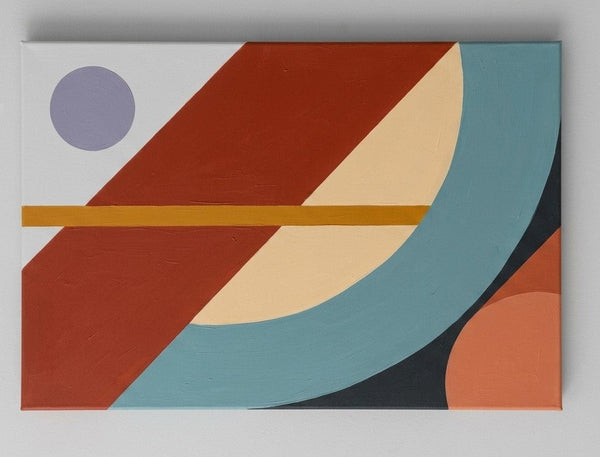 Oversized Modern Canvas Wall Art, Terracotta Red, Slate Blue, Cream Beige Colors, Geometric Pattern Modern Artwork, Large Abstract Paintings-Grace Painting Crafts