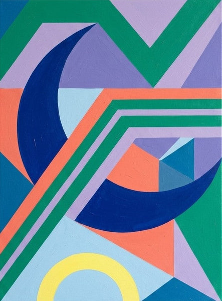 Large Abstract Paintings, Royal Blue, Light Purple, Emerald Green Colors, Geometric Contemporary Art for Bauhaus Modern Decor-Grace Painting Crafts