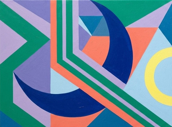Large Abstract Paintings, Royal Blue, Light Purple, Emerald Green Colors, Geometric Contemporary Art for Bauhaus Modern Decor-Grace Painting Crafts