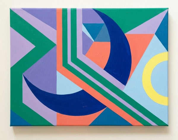 Large Abstract Paintings, Royal Blue, Light Purple, Emerald Green Colors, Geometric Contemporary Art for Bauhaus Modern Decor-Grace Painting Crafts