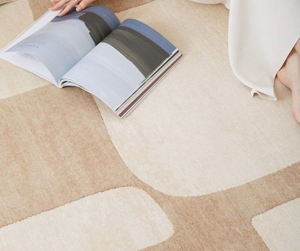 Unique Geometric Modern Rugs under Dining Room Table, Brown Modern Carpets for Office, Abstract Modern Rugs for Living Room, Contemporary Modern Rugs Next to Bed-Grace Painting Crafts