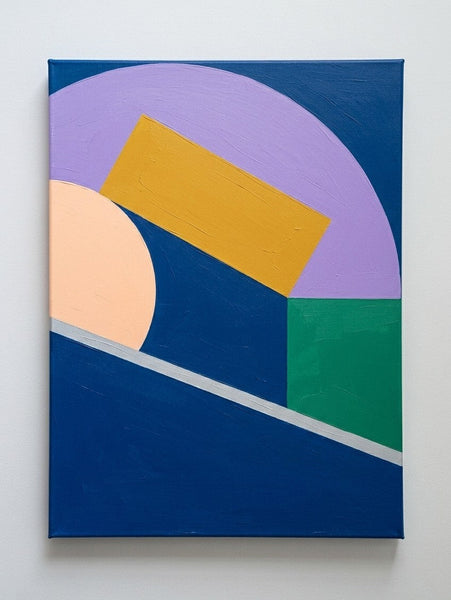 Original Paintings for Modernism Room Decor, Blue, Purple, Yellow Geometric Pattern Abtract Artwork, Contemporary Canvas Wall Art-Grace Painting Crafts