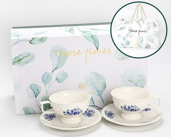 Vintage Tea Cup Set, Modern Ceramic Cup, Porcelain Coffee Saucer, Traditional Ceramic Tea Cup with Saucer, Afternoon Tea Saucer Set, Coffee Gift Box Set-Grace Painting Crafts