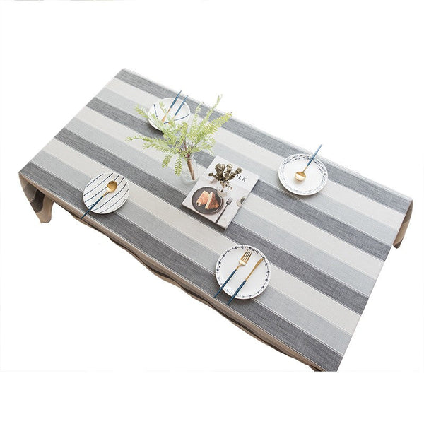 Rectangular Table Covers for Coffee Table, Modern Table Cloths for Dining Room, Gray Stripe Rectangular Tablecloth for Oval Table, Cotton and Linen Tablecloths-Grace Painting Crafts