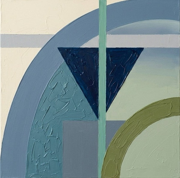 Geometric Pattern Abstract Paintings for Modernism Decor, Blue, Green Color Modern Contemporary Wall Art-Grace Painting Crafts