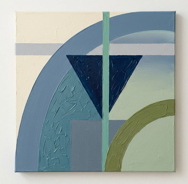 Geometric Pattern Abstract Paintings for Modernism Decor, Blue, Green Color Modern Contemporary Wall Art-Grace Painting Crafts