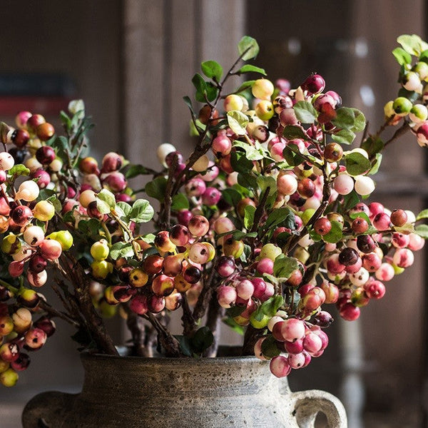 Cranberry Fruit Branch, Flower Arrangement Ideas for Living Room, Unique Artificial Flowers for Home Decoration, Spring Artificial Floral for Bedroom-Grace Painting Crafts