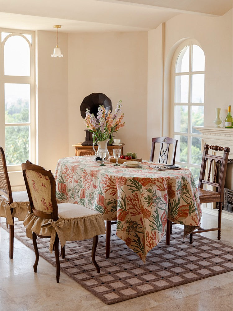 Sea Shell Pattern Tablecloth, Large Modern Rectangle Tablecloth for Dining Room Table, Square Tablecloth, Farmhouse Table Cloth, Wedding Tablecloth-Grace Painting Crafts
