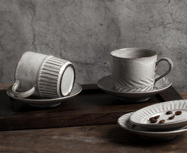 Large Coffee Cup, Pottery Coffee Cups, Latte Coffee Cup, Breakfast Milk Cup, Cappuccino Coffee Mug, Coffee Cup and Saucer Set-Grace Painting Crafts