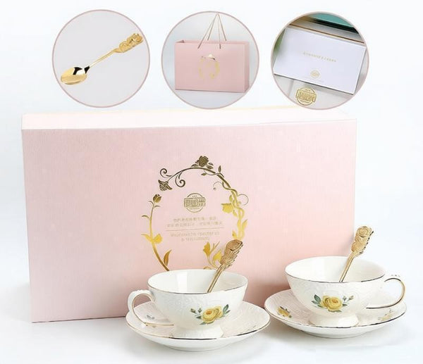 Tea Cup Set, Vintage Tea Cup Set, Modern Ceramic Cups, Ceramic Tea Cup with Saucer, European Tea Cup Set, Porcelain Tea Cups, Floral Tea Cup Set, Classic British Tea Cups, Elegant Tea Cup With Saucer-Grace Painting Crafts