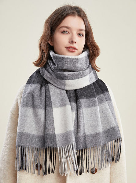 Soft Wool Scarf for women, Wool Scarf for Women, Plaid Winter Shawl, Christmas Holiday Gift, Evening Wrap, Large Winter Shawl, Elegant Shawl, Warm Cape, Winter Scarves-Grace Painting Crafts